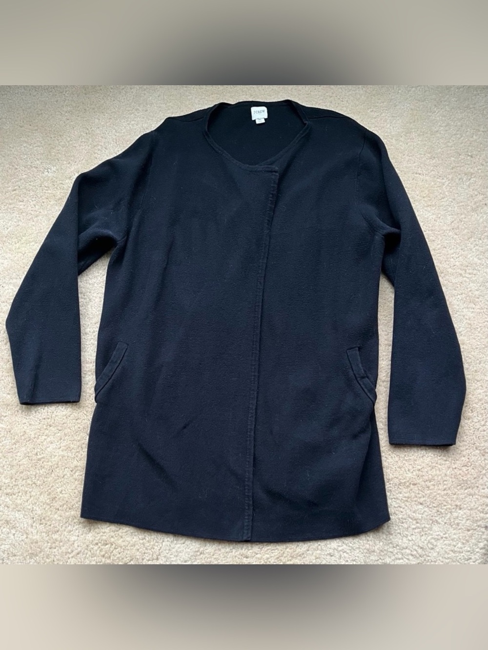 J.Crew Women’s Black Open Front Heavy Cotton Tunic Cardigan - Size XL - VGUC